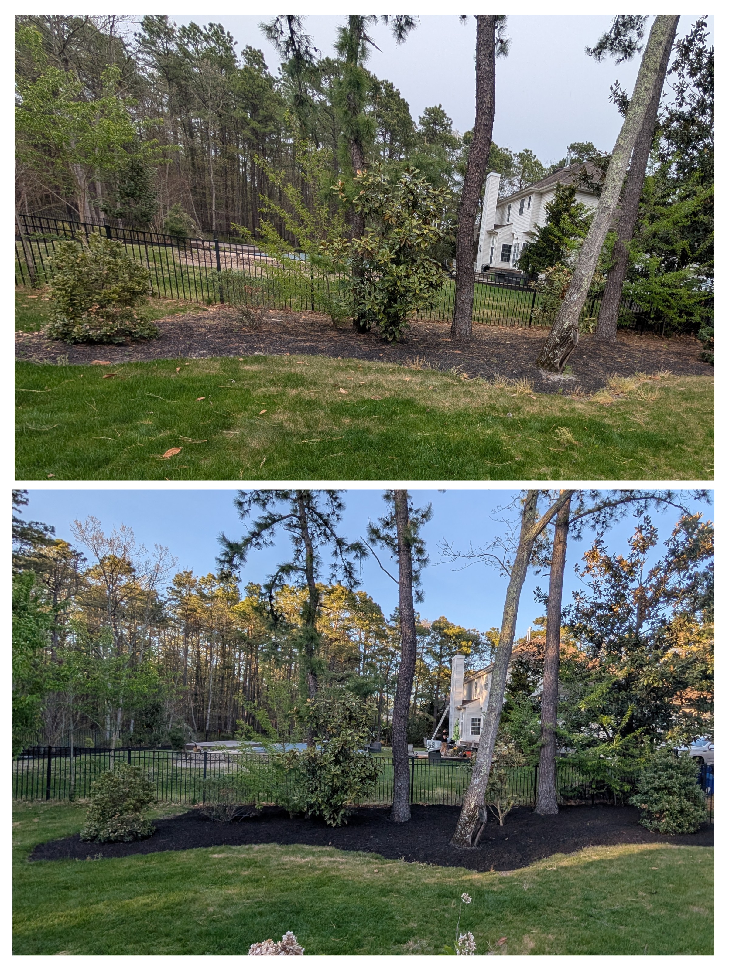 Lawncare and mulching a property in Marlton New Jersey by Thomas and Son LLC