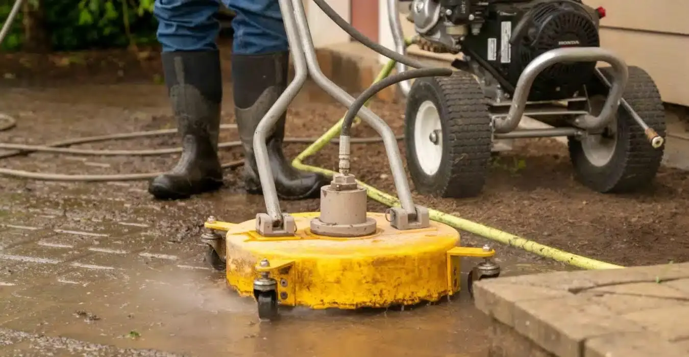Power washing a walkway in South Jersey by Thomas and Son LLC